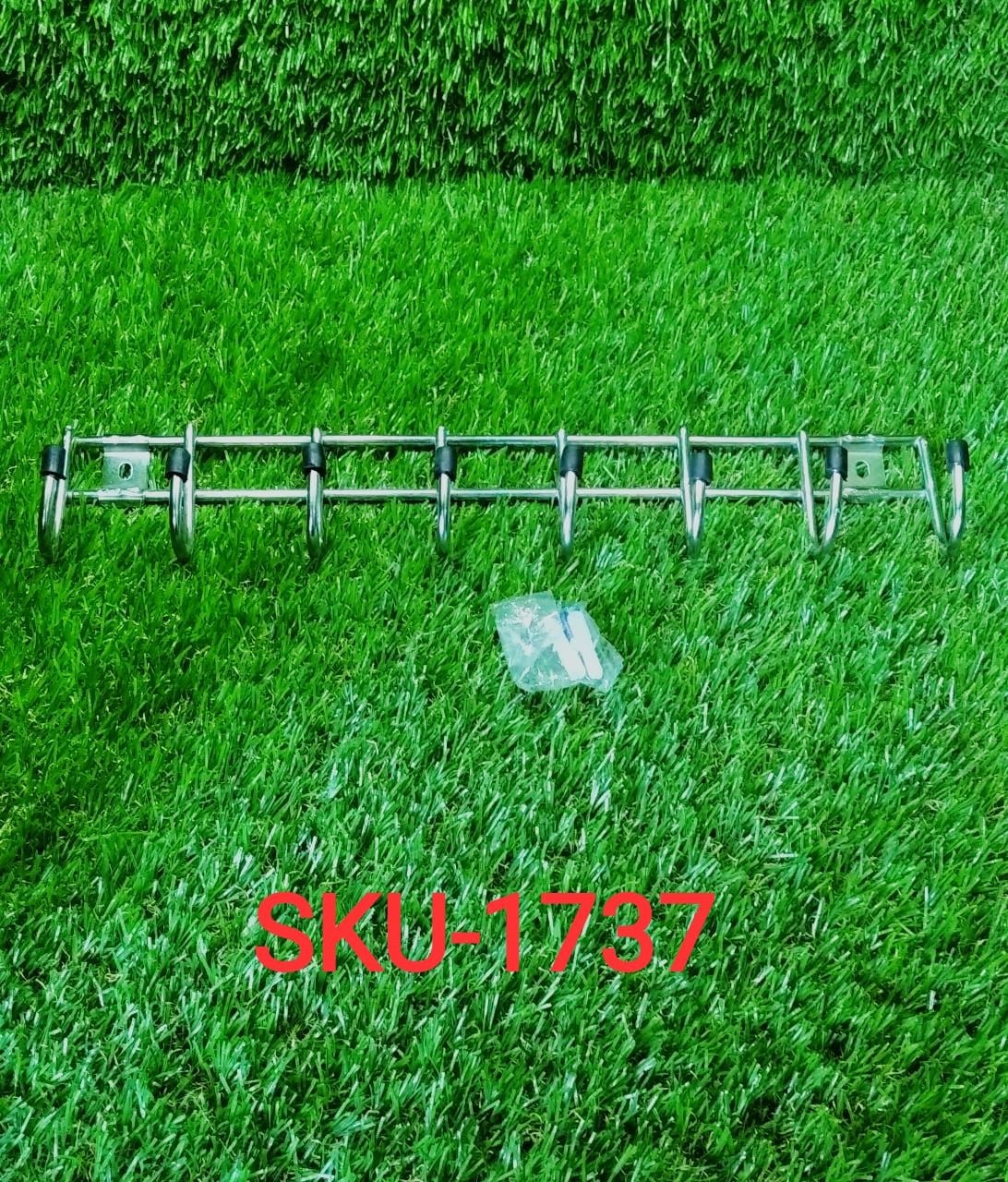 Multipurpose Stainless Steel Hanger Strip Hooks (8 Pin) - Springkart 