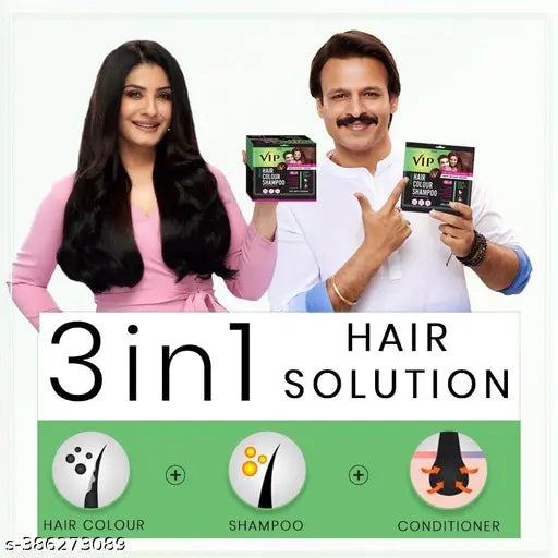 VIP Hair Colour Brown for Men and Women - 240ml (20 ml, Pack of 12)