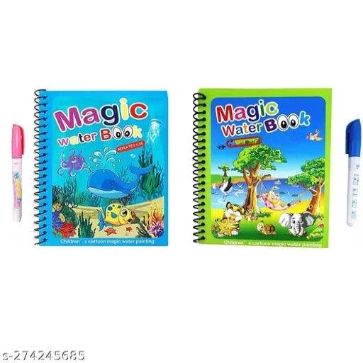 Reusable Magic Water Quick Dry Book Water Coloring Book Doodle with Magic Pen (Multi Color, 2) - Springkart 