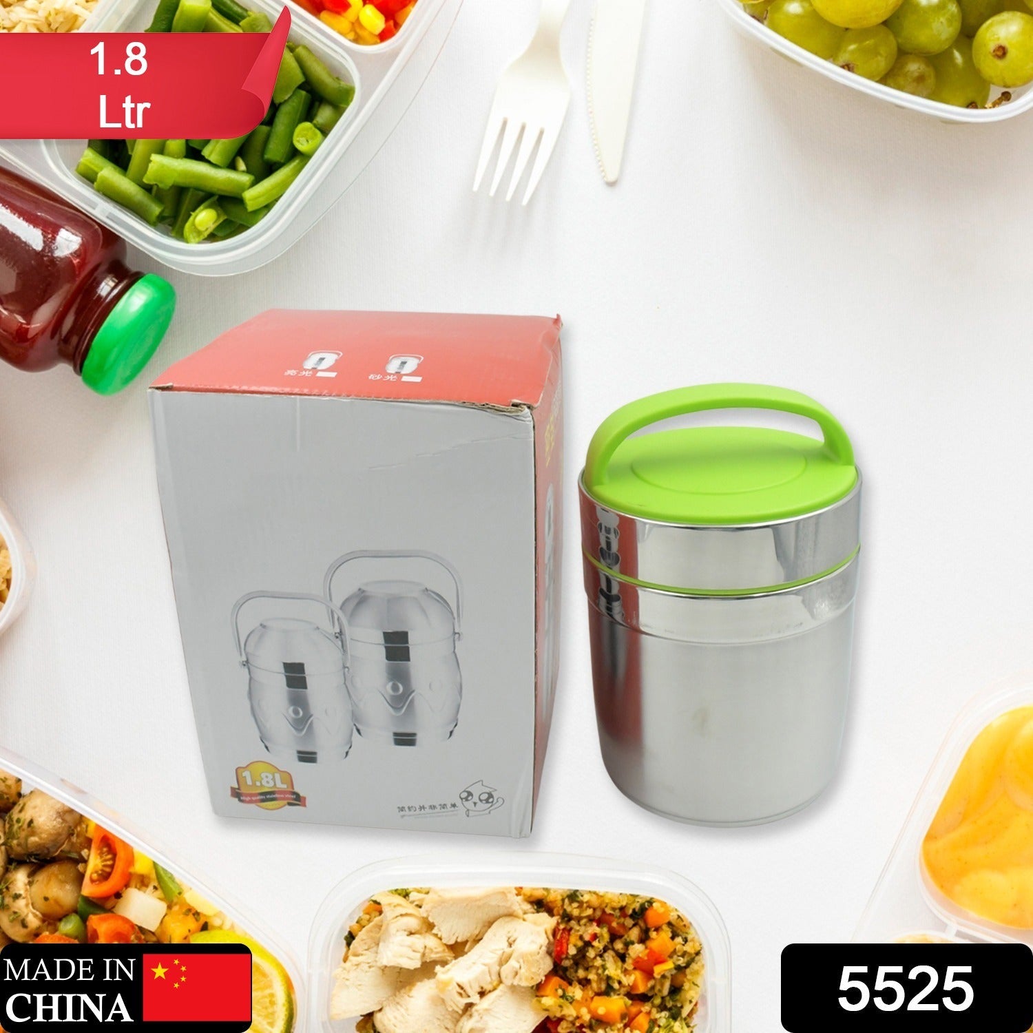 LEAK-PROOF THERMOS FLASK FOR HOT FOOD, WARM SOUP CUP, VACUUM INSULATED LUNCH BOX, FOOD BOX FOR THERMAL CONTAINER FOR FOOD STAINLESS STEEL (1.8 L) - Springkart 