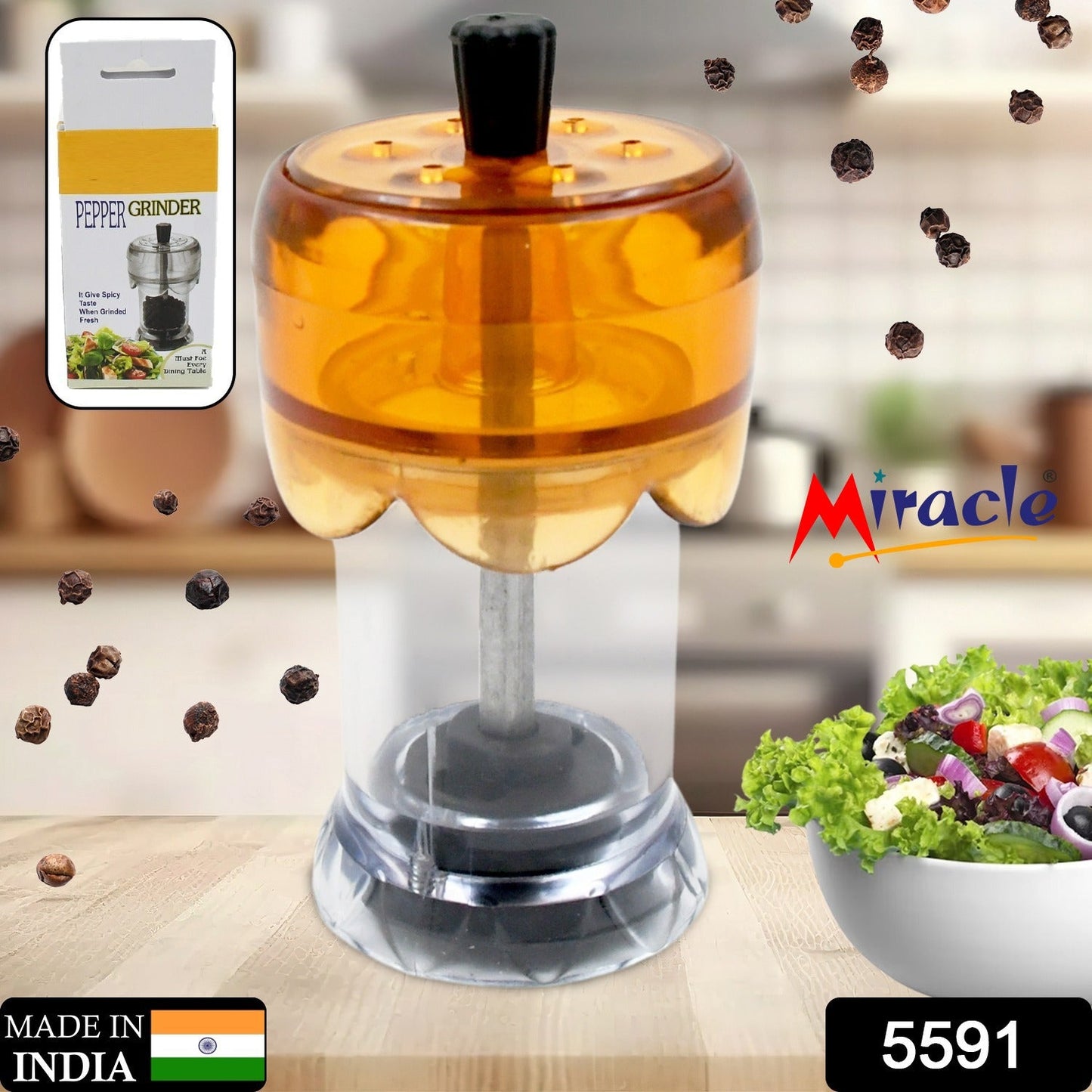 Miracle Transparent Plastic Salt and Pepper Grinder, Pepper Grinder Manual Pepper Grinding Tool, Pepper Crusher Grinder (1 Pc) - Springkart 