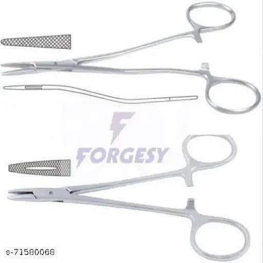 Needle holder curved, needle holder straight surgical forceps ( pack of 2 ) - 6inch - Springkart 