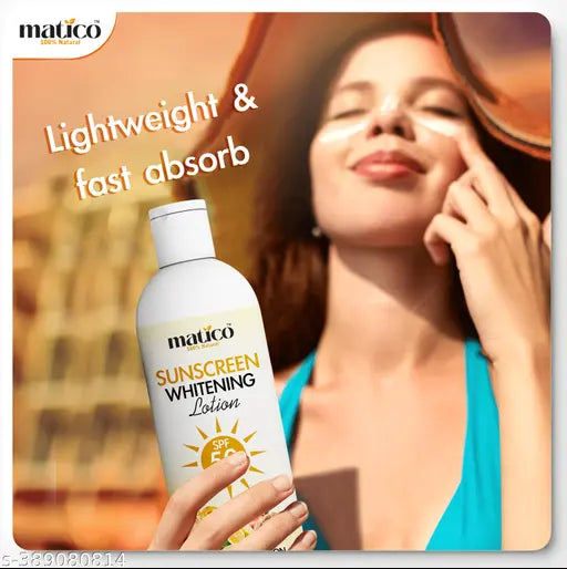 Matico Sunscreen Fairness Lotion SPF 50 PA+++ UVA/UVB Sunblock Cream For Indian Skin Moisturization Glow boost for dry & oily skin For Men & Women  - 100ml Combo of 2