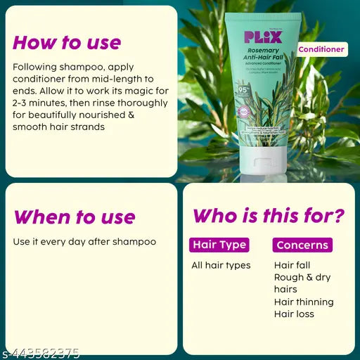 PLIX - THE PLANT FIX Rosemary Anti Hairfall Regime 3% Redensyl Serum, Shampoo & Conditioner Combo