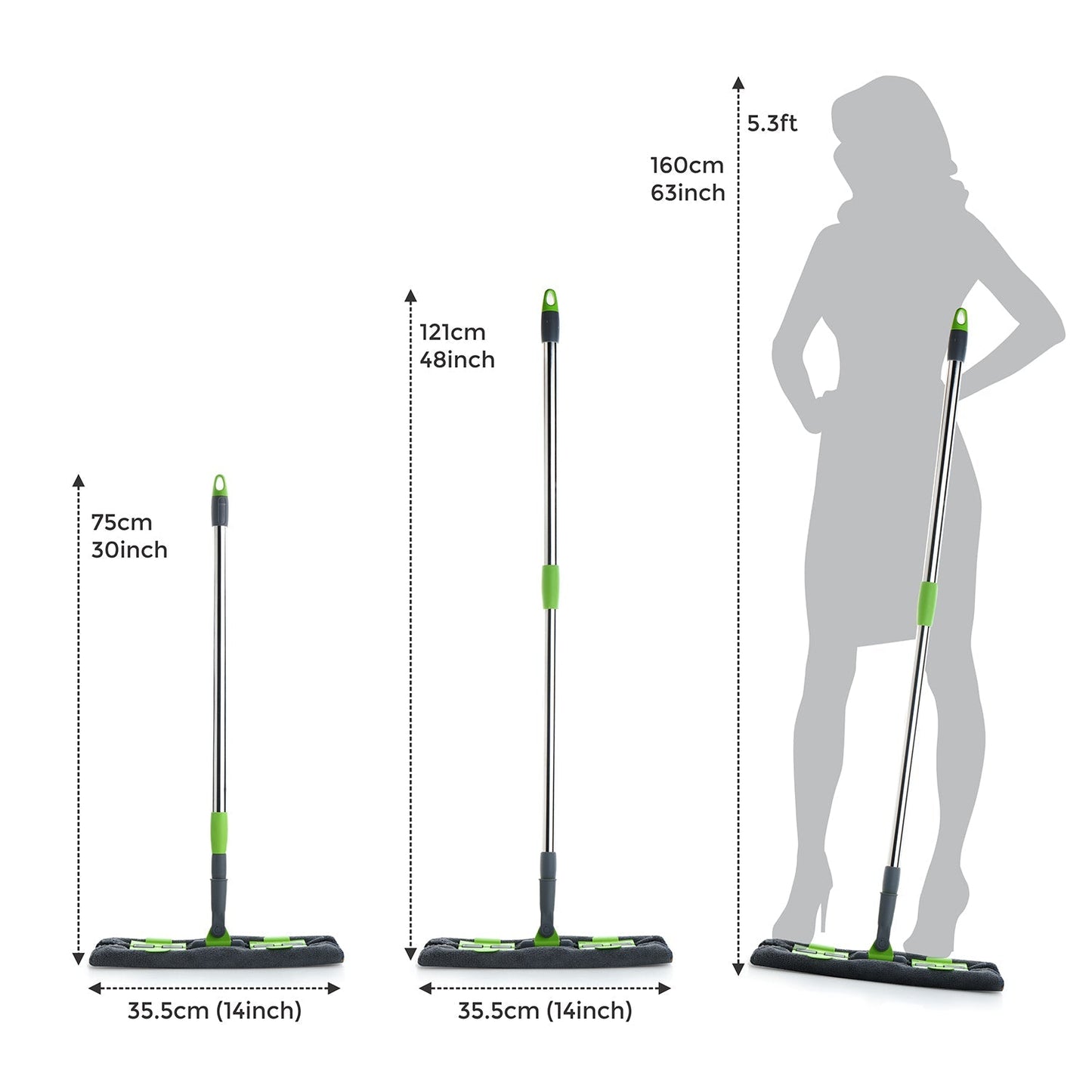 Multipurpose Wet and Dry Cleaning Microfiber Flat MOP Floor Cleaning Mop with , 360 Degree Rotating Head and Telescopic Handle Steel Rod Long Handle Dry Mops, Standard (1 Piece, Multi-Colour) - Springkart 