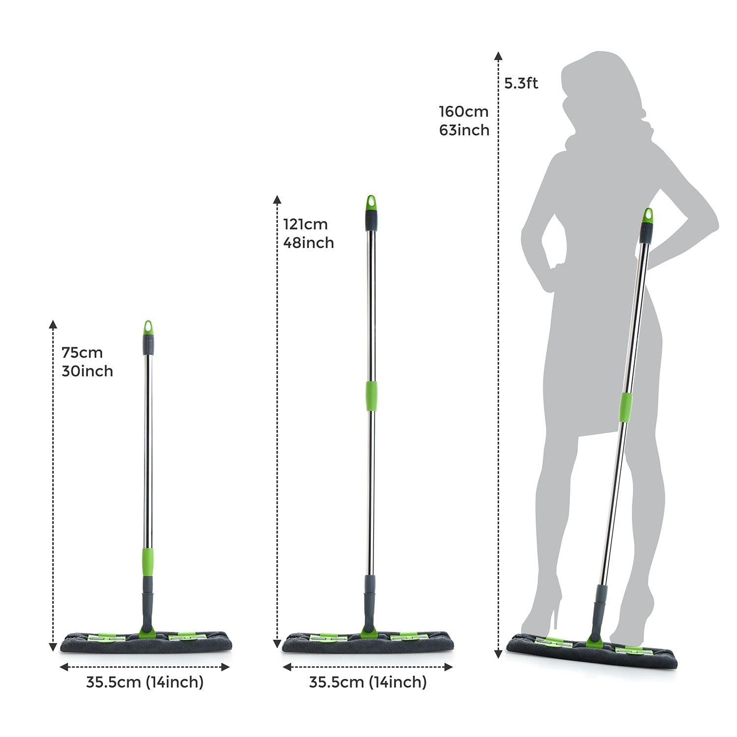 Multipurpose Wet and Dry Cleaning Microfiber Flat MOP Floor Cleaning Mop with , 360 Degree Rotating Head and Telescopic Handle Steel Rod Long Handle Dry Mops, Standard (1 Piece, Multi-Colour) - Springkart 