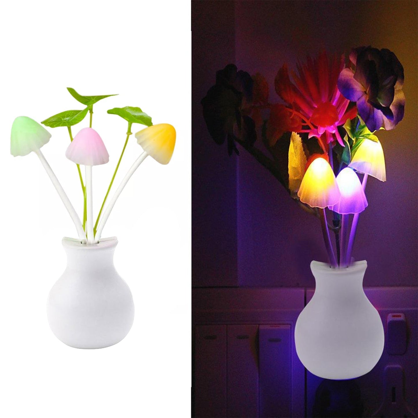 LED Dream Night Light, Auto ON / Off Sensor Mushroom Lamp (Multicolor) - Springkart 