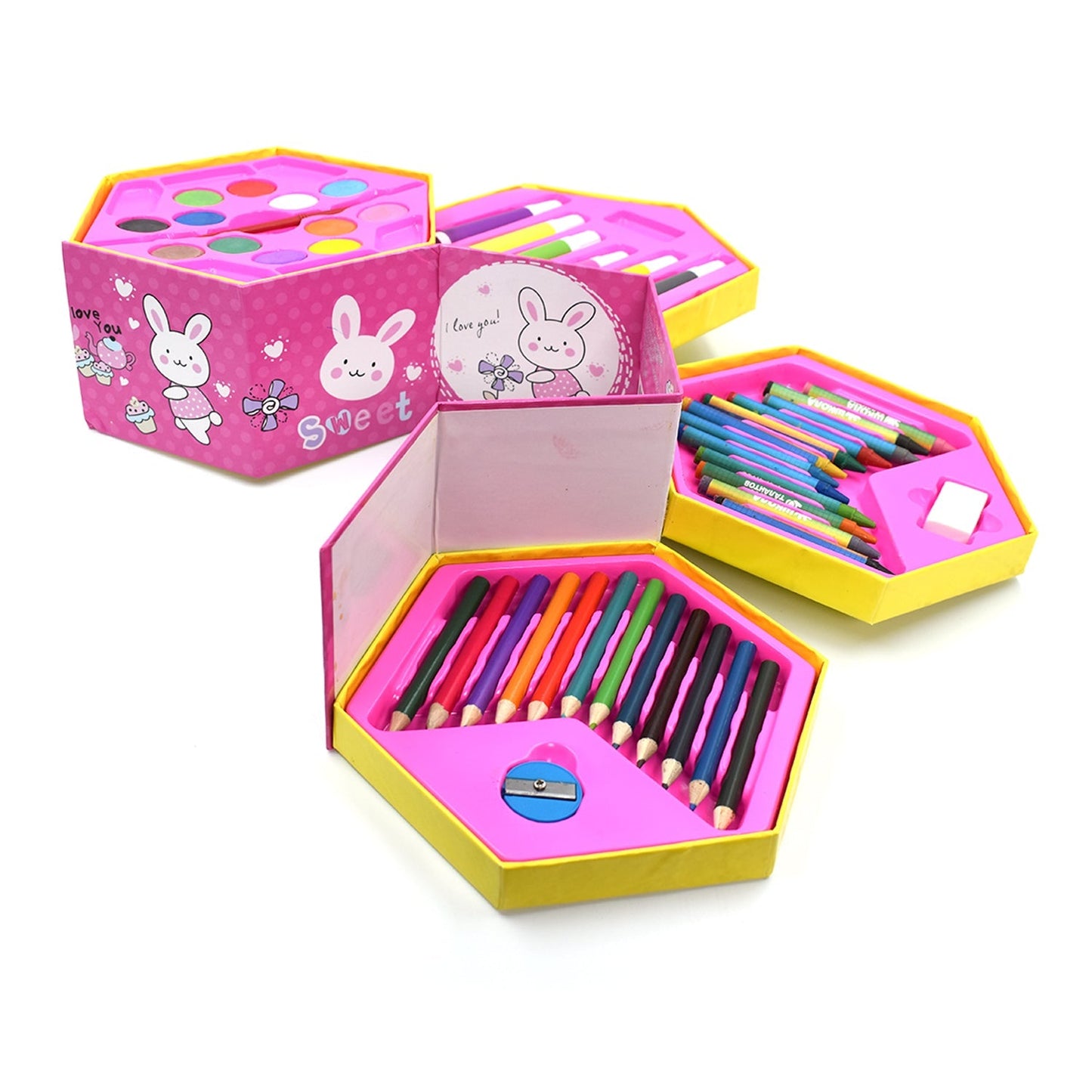 Colouring Combo Colors Box Color Pencil,Crayons, Water Color, Sketch Pens Set of 46 - Springkart 