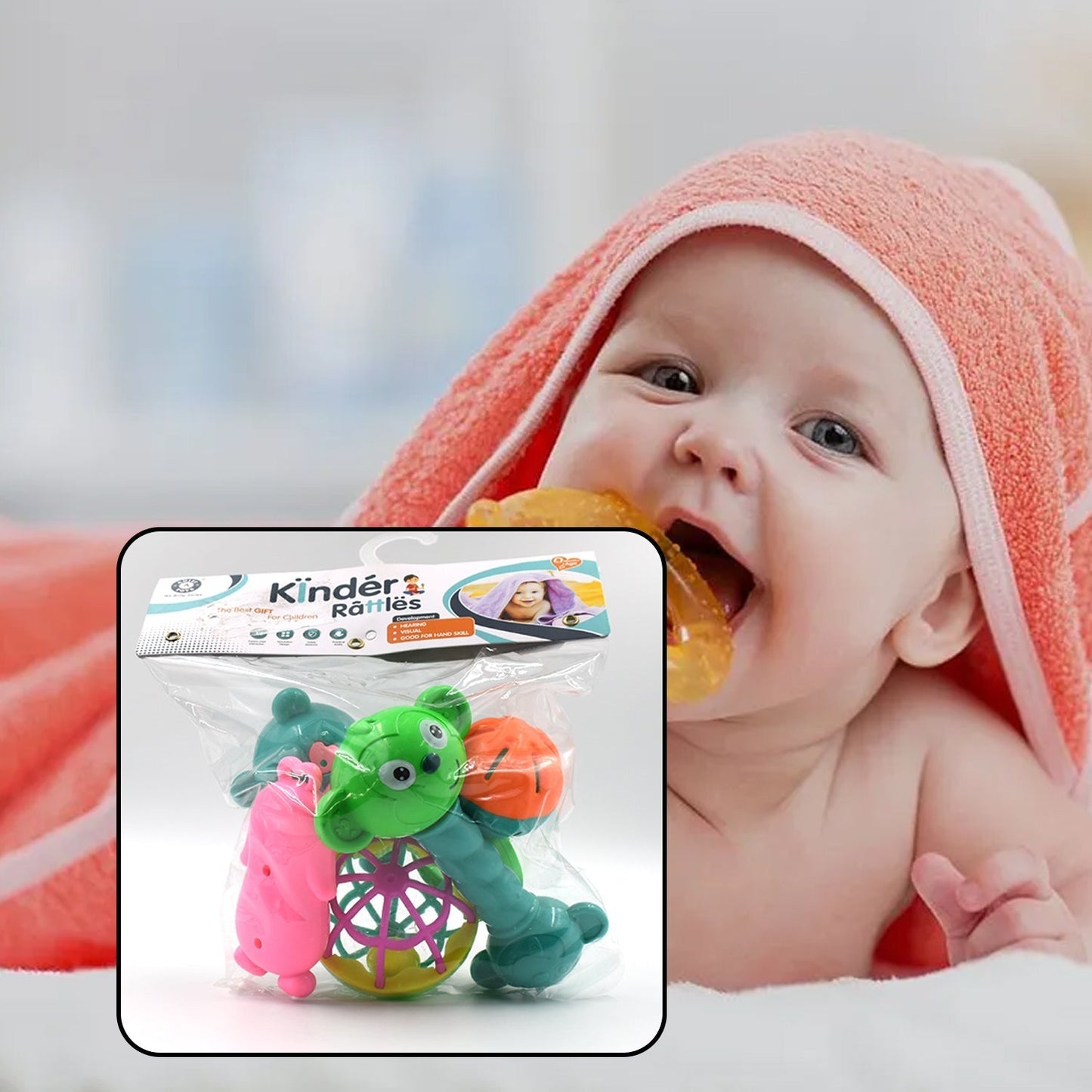 AT38 5Pc Rattles Baby Toy and game for kids and babies for playing and enjoying purposes. - Springkart 