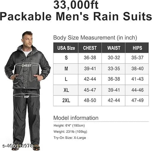 MEN 100%WATERPROOF RAINWEAR Men's Rainsuit