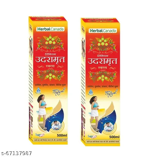 Herbal Canada Udramrit Swaras | Pack of 2 | Helpful for Hyper Acidity, Gas, Constipation, Loss Of Appetite | 100% Natural-500ml-(pack of-2) - Springkart 