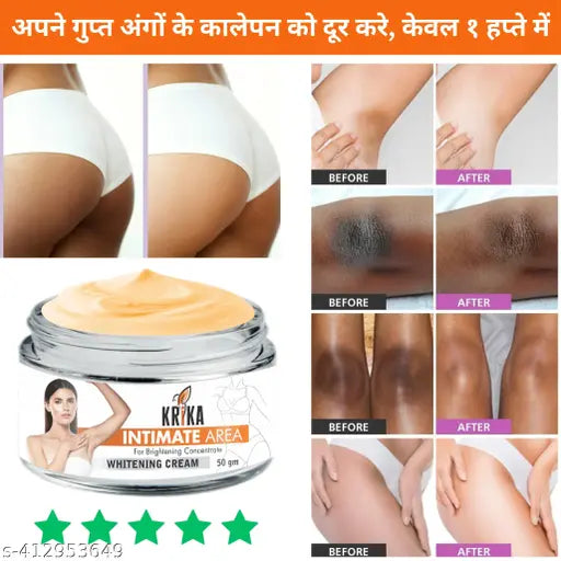 Krika Advanced Intimate area Whitening Cream, Underarm whitening cream with natural ingredients for Getting Rid of Dark Underarm, Knees, Elbows, Inner Thigh and Bikini Line Without Recurrence, Permanently Fade Body Dark Area Skin, Black and Dark Spot Remo