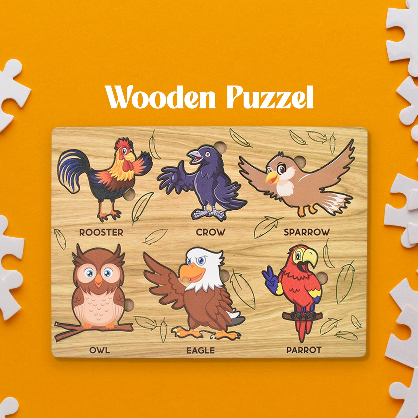 Wooden Bird Puzzle Learning Educational Board (1 Set 2820 Cm) - Springkart 