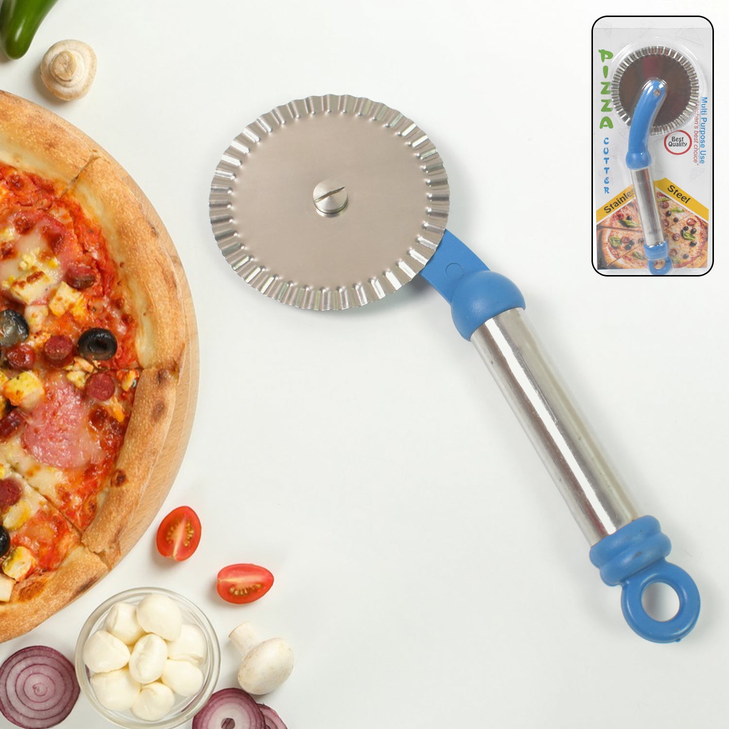 Multi Purpose Use Curly Pizza Cutter Pastry Cutter Sandwiches Cutter (1 Pc) - Springkart 