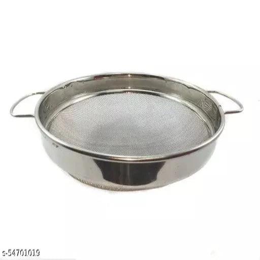 Stainless Steel Puran Jali: Multi-Purpose Food and Vegetable Washing Strainer - 30cm (Silver) - Springkart 