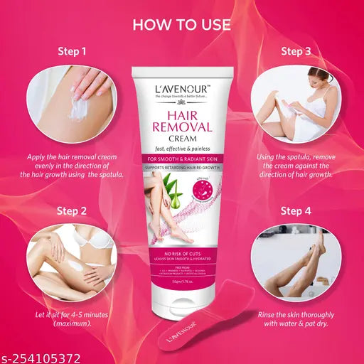 L'avenour Hair Removal Cream For Smooth & Radiant Skin - 50gm Supports Retranding Hair Re-Growth (Pack of 2)