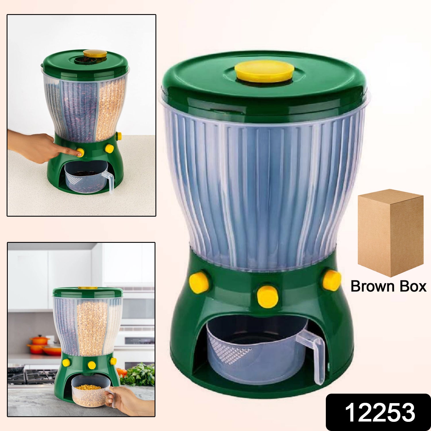 4 In 1 360 Degree Rotation Cereal Dispenser (Approx 10 Kg 1 Pc) - Springkart 
