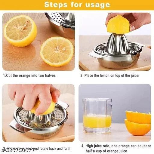 stainless steel manual citrus juicer hand cold press lemon and orange juicer and squeezers with Round Bowl - Springkart 