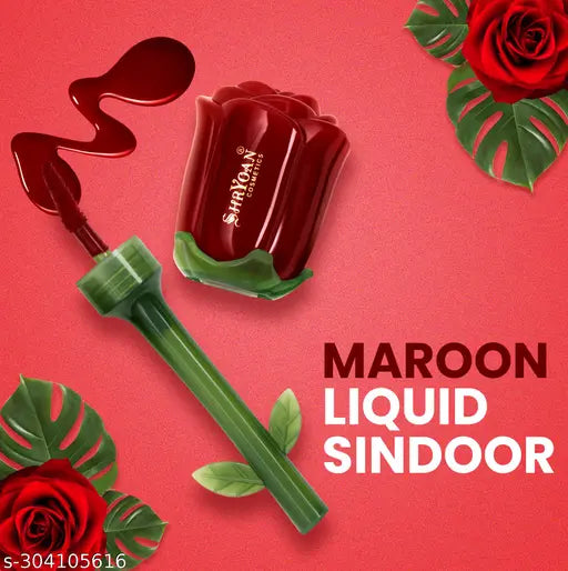 Rose Liquid Smudge Proof & Waterproof Red Sindoor (Maroon) - Springkart 