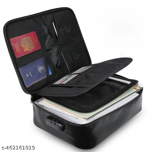 Document Bag with Lock, 2-Seperator-Layer File Storage Case with Water-Resistant Zipper