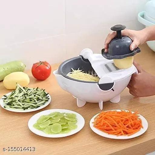 9 in 1 Multi-function Magic Rotate Vegetable Cutter with Drain Basket Large Capacity - Springkart 