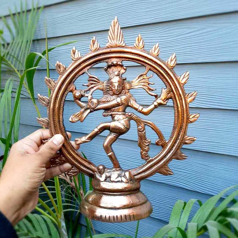 Apkamart Traditional Natraj Statue | Lord Shiva Statue for Home & Office Décor Decorative Showpiece  -  33 cm  (Metal, Copper)
