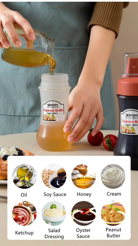 5 Hole Squeeze Sauce Bottle (280ML), Portable Plastic Sauce Bottle with Lid Five Holes, Sauce Dispenser Bottle [Buy 1 Get 1 Free]