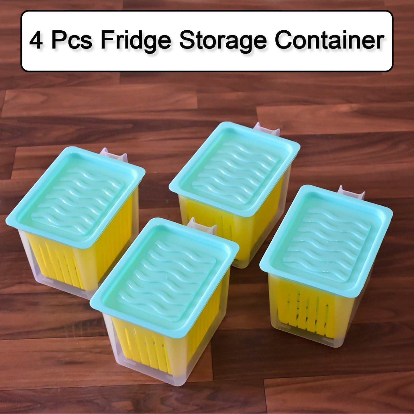 Fridge Storage Containers with Handle Plastic Storage Container for Kitchen(4 Pcs Set) - Springkart 