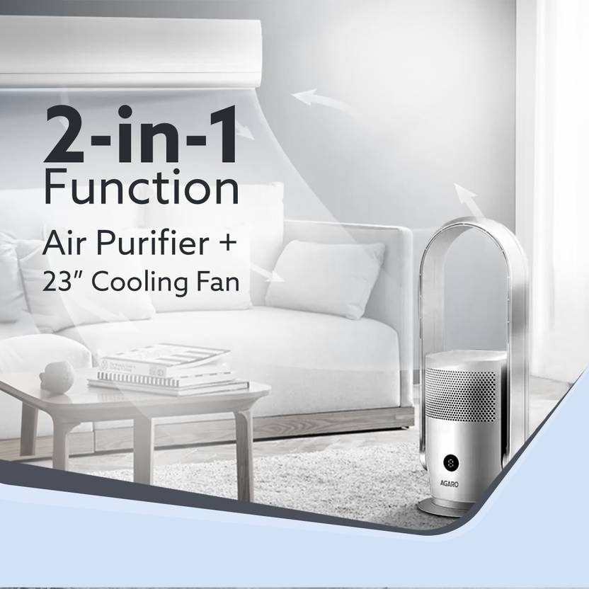 AGARO Regal Air Purifier With Bladeless Fan,True HEPA and UV Sterilization filters Portable Room Air Purifier  (White)
