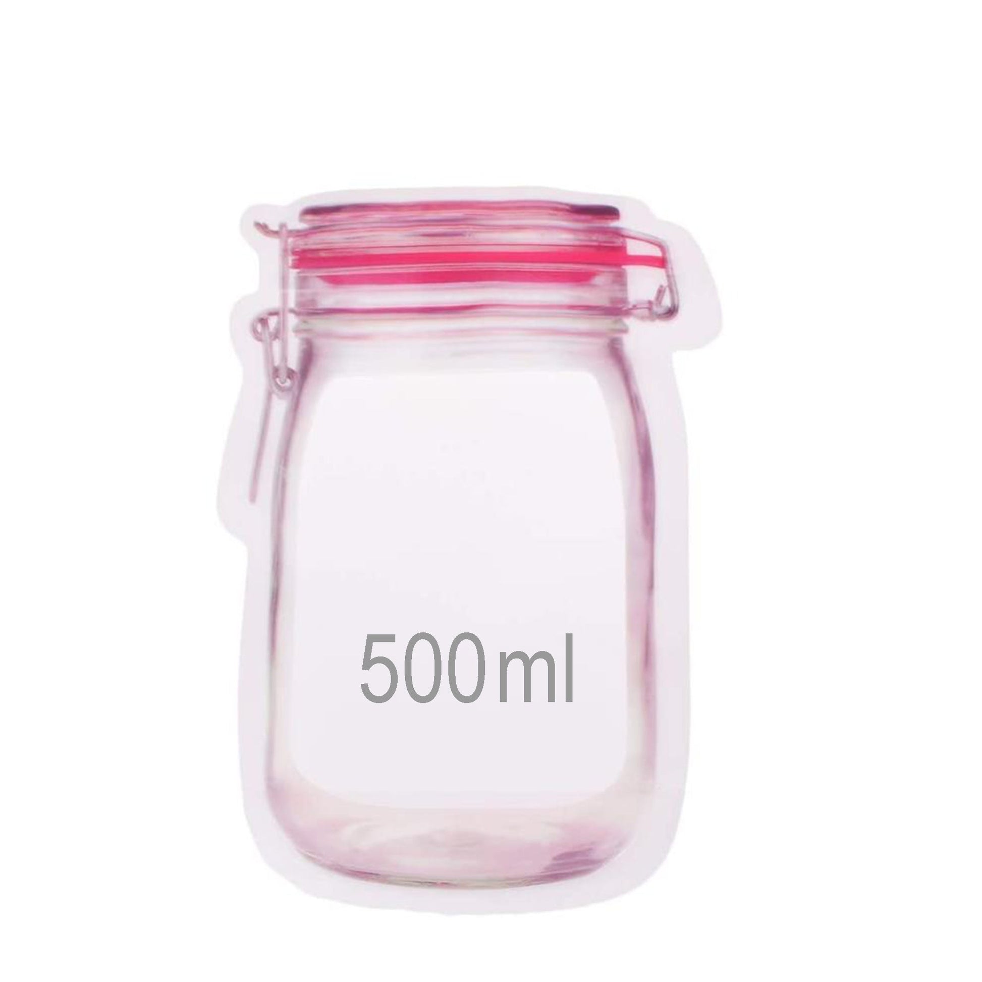 Reusable Airtight Seal Plastic Food Storage Mason Jar Zipper (500ml) - Springkart 