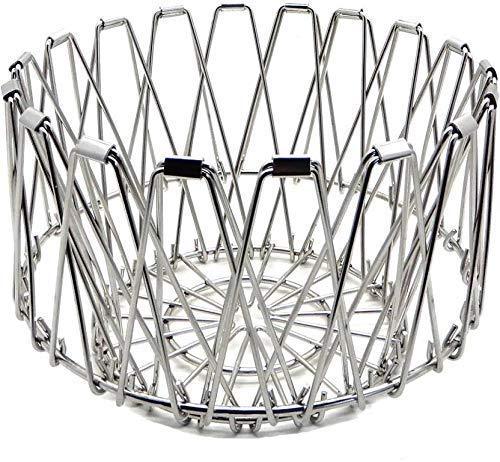 Multipurpose Fruit Basket Stainless Steel Wire Bowl Foldable Basket for Vegetable / Fruits / Dining - Springkart