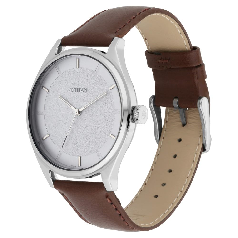 Titan Men's Classic Watch: Gradient Dial & Sleek Markings with Leather Strap-NS1802SL13
