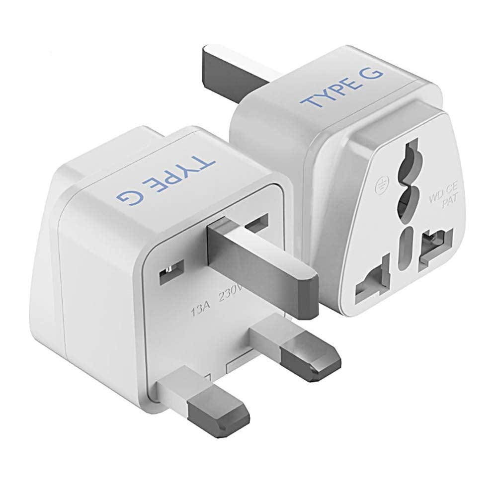 Ceptics UK Adapter for Indian Pins, India to UAE, Hong Kong, Dubai, UK Plug - Type G - Perfect for Laptop, Camera, Chargers - CE - RoHS - 3 Pack -White- Lifetime Limited Warranty