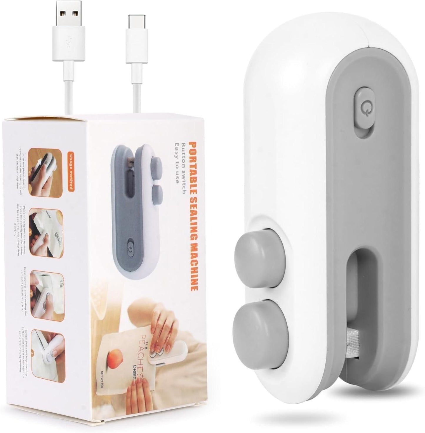 Portable Mini Sealing Machine 2 in 1 USB Rechargeable Magnetic Bag Sealer Heat Seal with Cutter - Springkart 