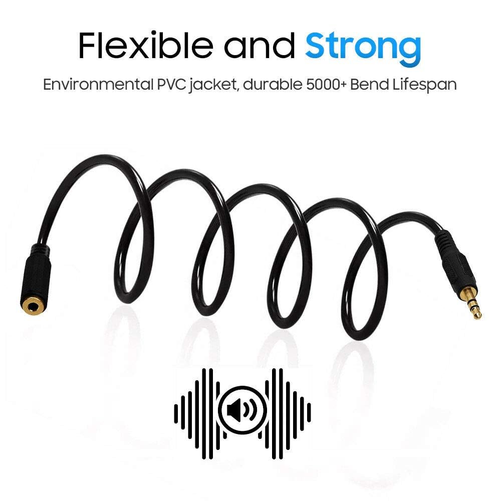 Stereo Audio Headphone Extension Cable 3.5mm 3 feet