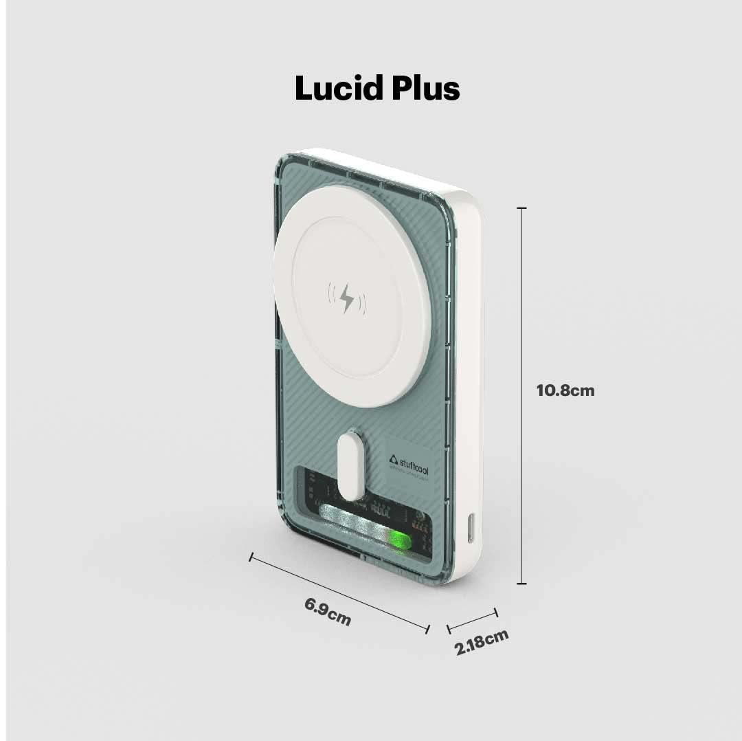 Stuffcool Lucid Plus 15W, 10000mAh Magnetic Wireless Powerbank with Stand for AirPods Pro, iPhone 12/13/14/15/16, Flagship Android and 20W Fast Wired Charging