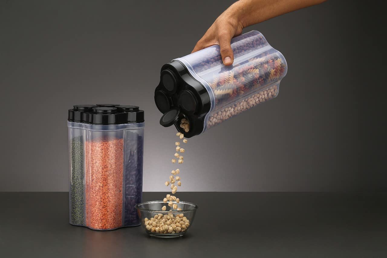 Plastic Lock Food Storage 4 Section Container Jar for Grocery, Fridge Container. - Springkart 