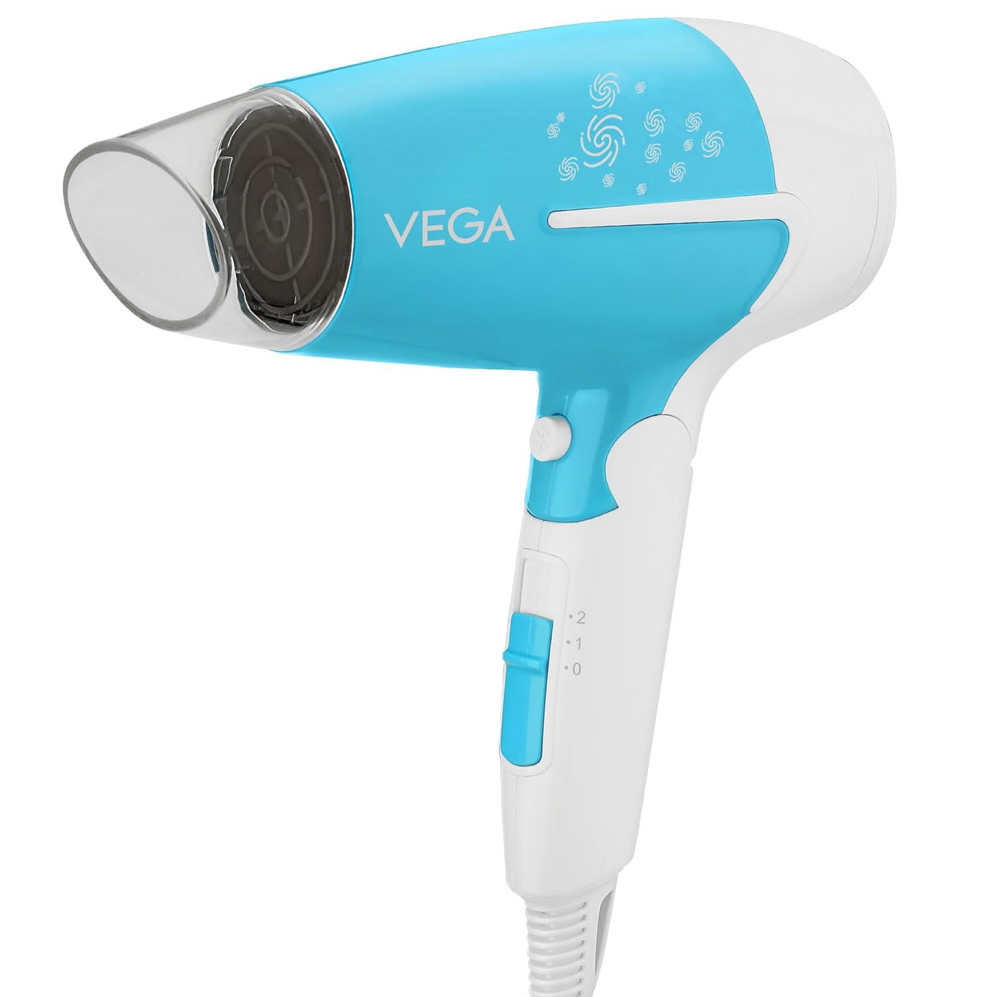 VEGA U Style 1600 Watts Foldable Hair Dryer For Women & Men With Cool Shot Button, 2 Speed/3 Heat Settings, Detachable Nozzle, Travel Friendly, Fast Hair Drying, (Vhdh-32),Blue - Springkart 
