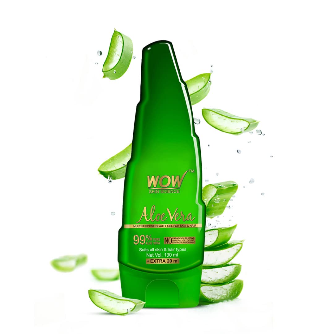 WOW Skin Science 99% Pure Aloe Vera Gel for Face, Skin & Hair - 150ml | Ultimate Gel For Glowing Skin | For Both Men and Women - Springkart 