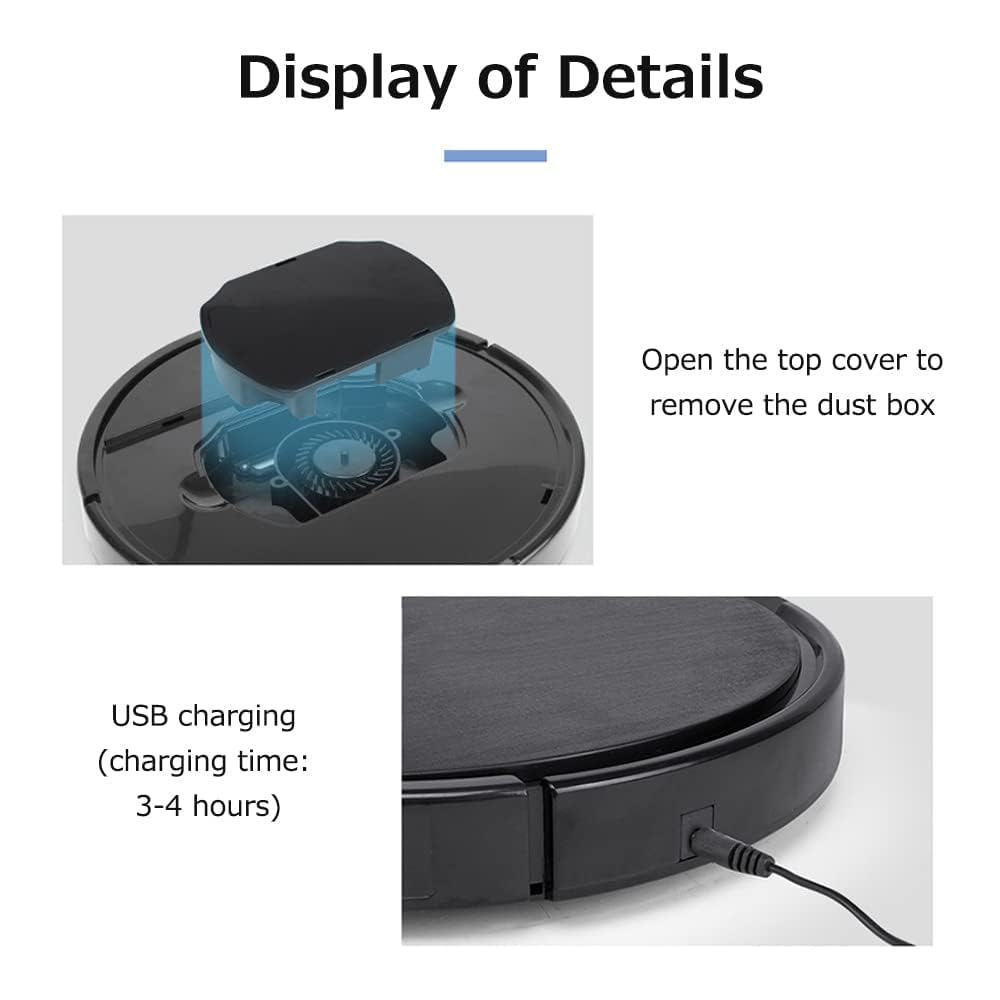 AlL-In-oNe fLoOr cLeAnInG RoBoT, pOwErFuL SuCtIoN & DuAl sIdE BrUsHeS, fOr hArDwOoD AnD TiLe – bLaCk