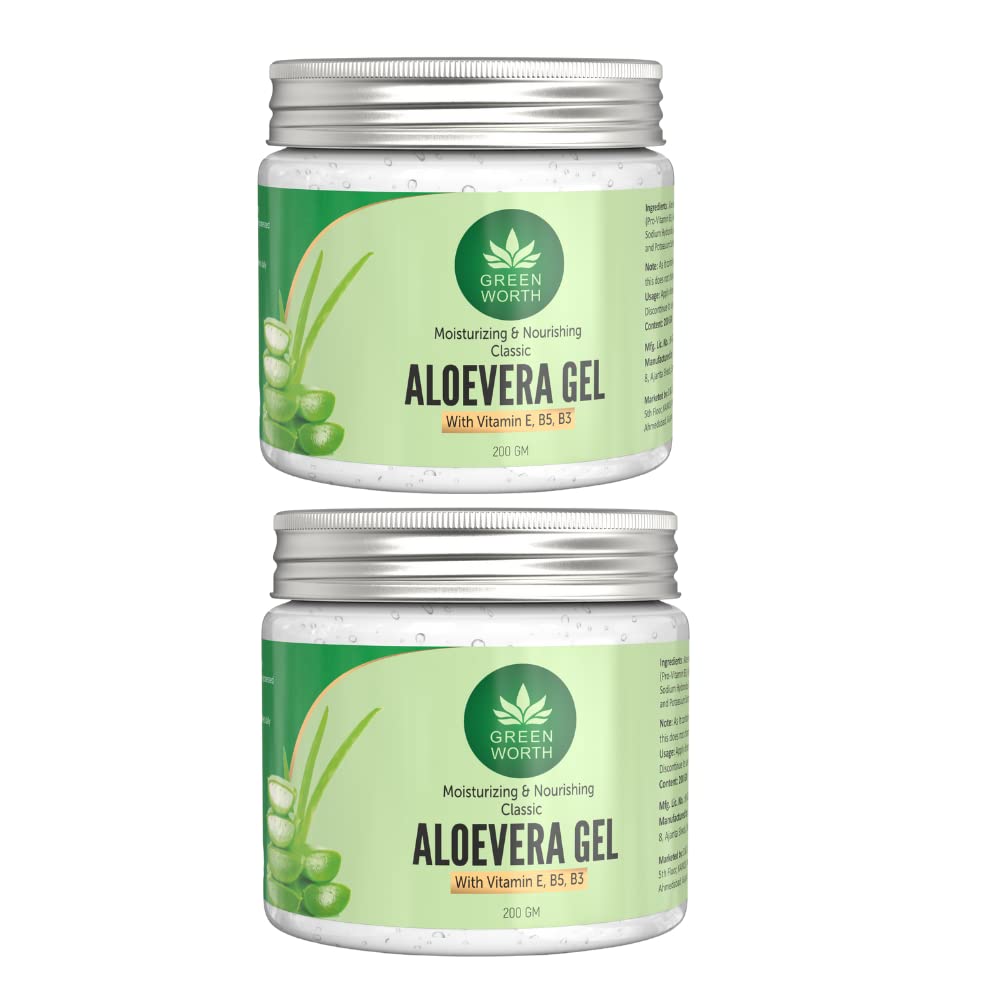 GREEN WORTH Pure Aloe Vera Gel 400 Gm (Pack Of 2 X 200 Gm) - Springkart 