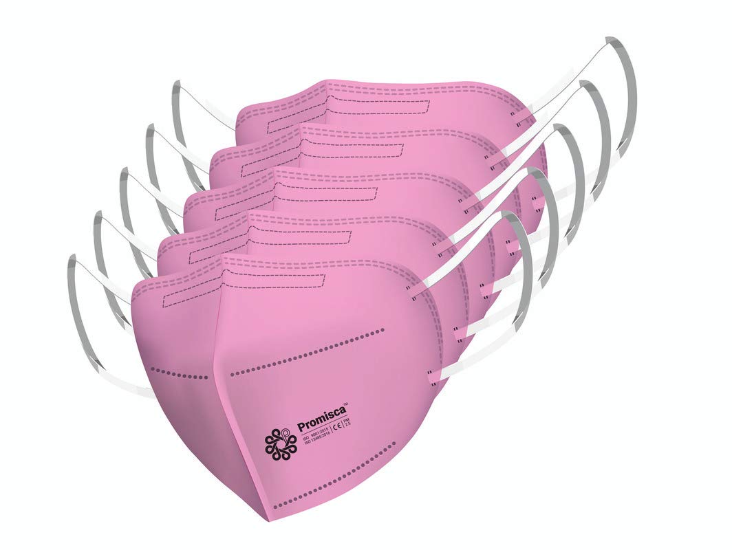 Promisca Unisex N95 (Pack of 5) Ear Loop Style Protective Face Mask 5 layered filtration with genuine Melt Blown and Hot Air Cotton Layers (Regular)