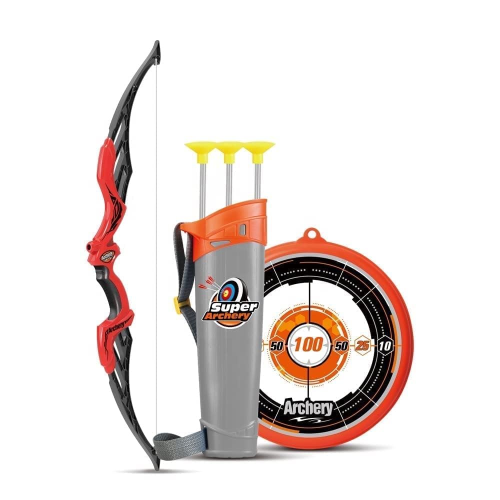 TEC TAVAKKAL Kids Bow & Arrow Toy, Boys and Girls Basic Archery Set Outdoor Hunting Game with 3 Suction Cup Arrows, Target & Quiver Archery Toys with Light