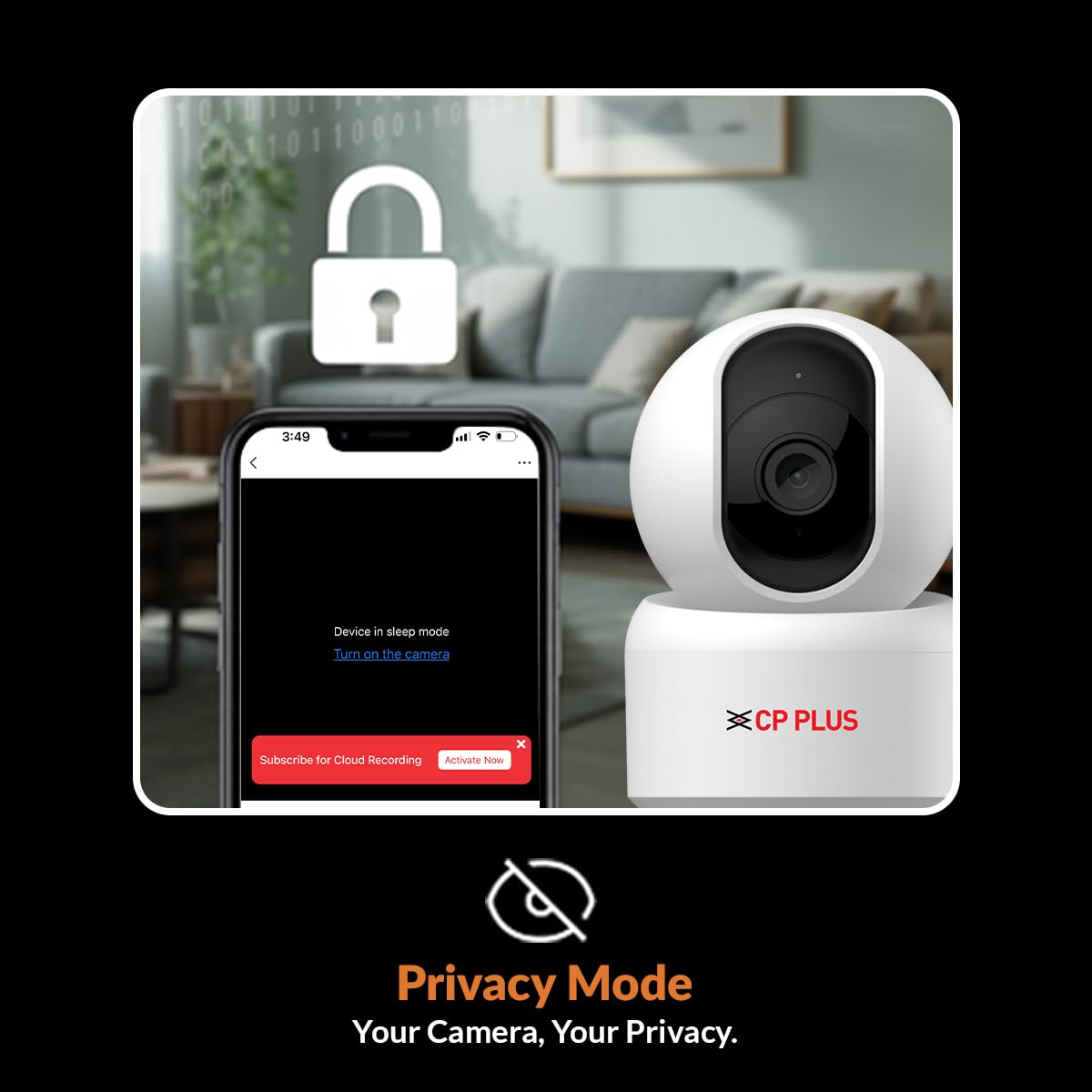 CP PLUS 3MP Full HD Smart Wi-Fi CCTV Camera | 360° Pan & Tilt | CTC Cyber Secure Tech | View & Talk | Motion Tracking | Night Vision | SD Card (Up to 256GB) | Alexa & OK Google | CP-E35Q