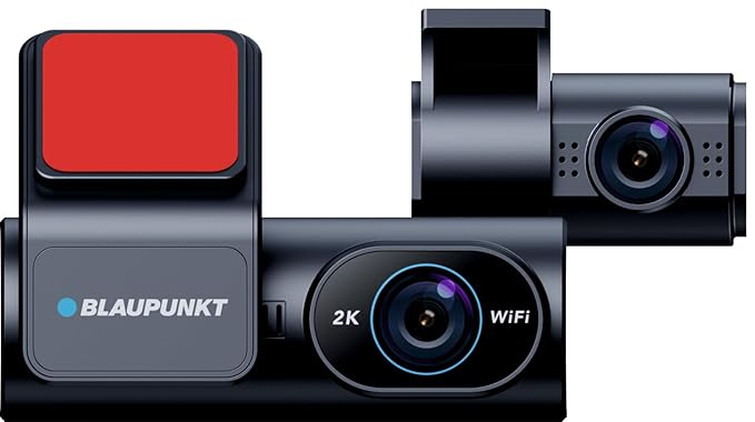 Blaupunkt Dashcam-DC 4050 WiFi Dual Camera 2K +1080P,Dual Port Charger,Dashboard Mount,G Sensor,256GB SD Card Capability,Mobile APP,140° Wide Angle View,Built-in Mic and Speaker,Time & Date Stamp