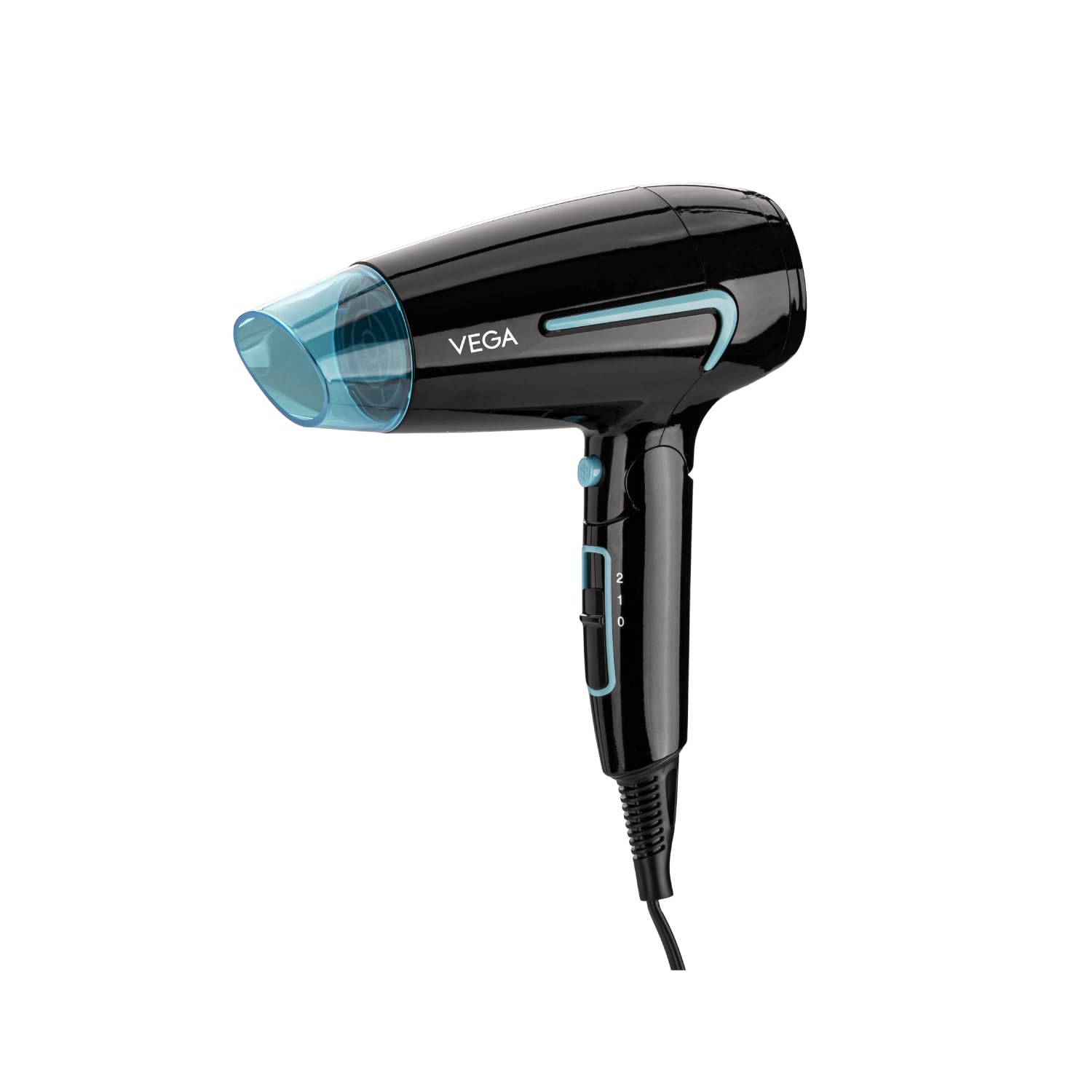 VEGA U Style 1600 Watts Foldable Hair Dryer For Women & Men With Cool Shot Button, 2 Speed/3 Heat Settings, Detachable Nozzle, Travel Friendly, Fast Hair Drying, (Vhdh-32),Blue - Springkart 