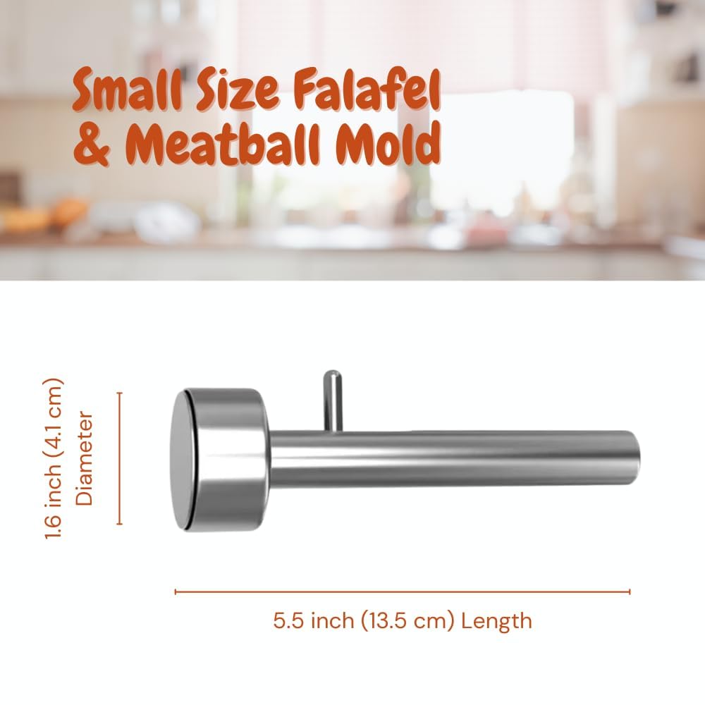 Falafel Maker Press Scoop Stainless Steel Premium Quality Professional Middle Eastern Kitchen Tool Meatball Mold 1.6 Inch (4.1 cm) Diameter