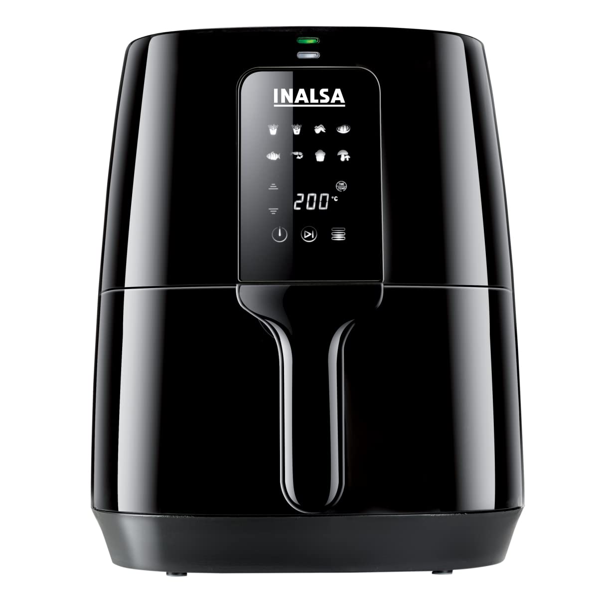 INALSA Air Fryer for Home|5.5 liter Capacity|Visible Window & Internal Light|1600 W with Smart AirCrisp Technology|6-In-1 Appliance With 8 Preset Menu & Digital Display (Tasty fry DW5.5)Black