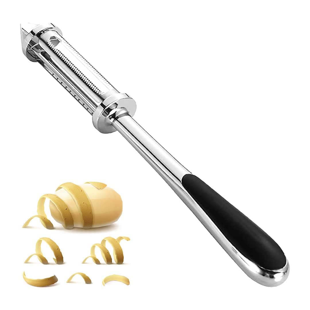 Storite Stainless Steel Peeler for Vegetables and Fruits, 5 in 1 Multifunctional Peeler with Bottle Opener Function for Kitchen, Versatile & Durable Vegetable Peeler for Salad Preparation - Silver - Springkart 
