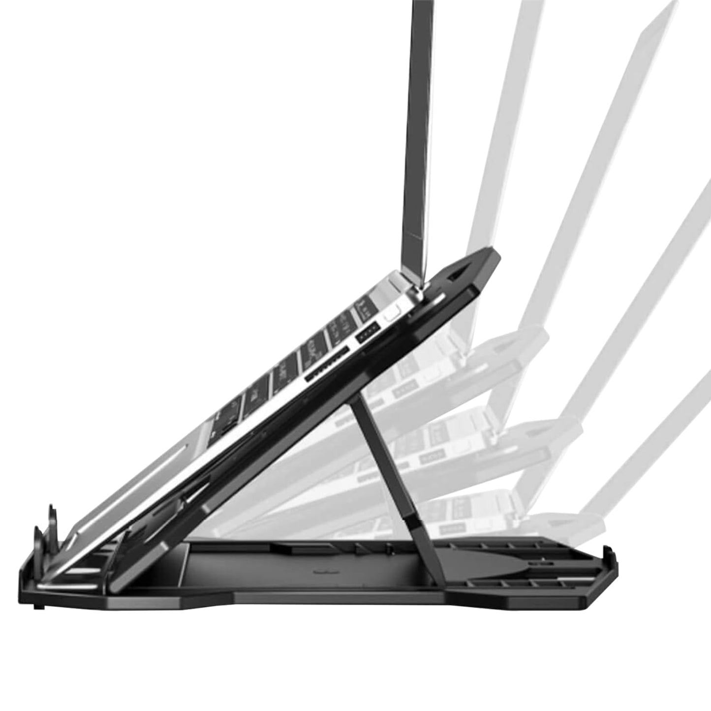 AmazonBasics 2-in-1 Laptop and Mobile Stand, Ergonomic, Adjustable Height, Anti-Slip Base, Heat Dissipation, Portable, Lightweight, Compatible with All Laptops Up to 15.6" (Abs, Black) - Springkart 